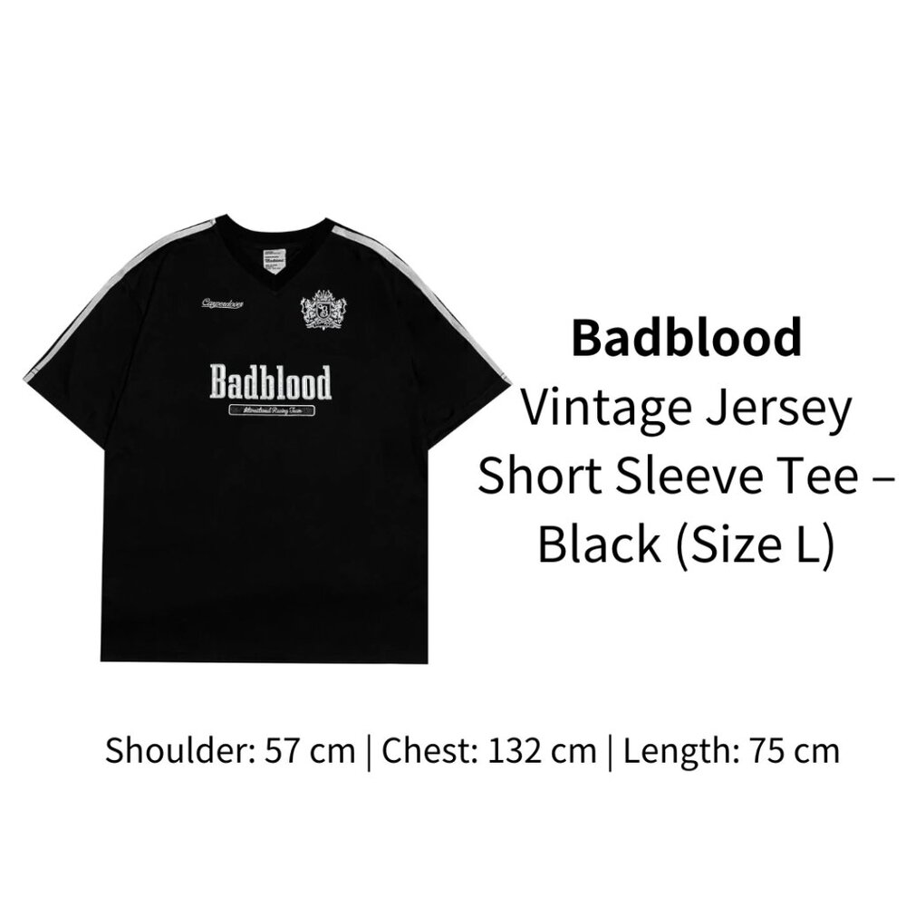 Badblood Vintage Jersey Short Sleeve Tee – Black (Size L)